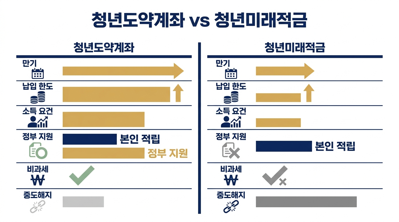 청년도약계좌 vs 청년미래적금 — 어느 게 유리한가 (2026 비교)