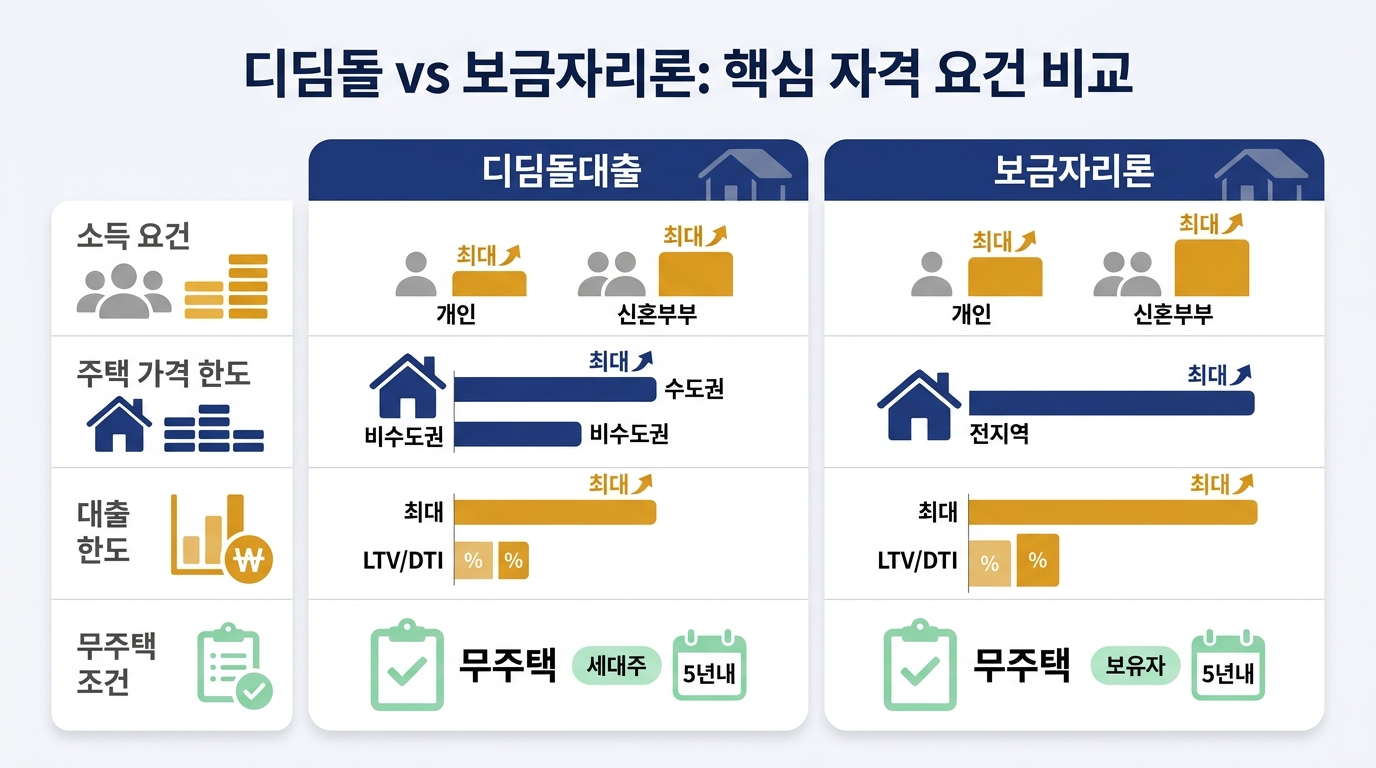 디딤돌대출 vs 보금자리론 2026 — 무주택자 내 집 마련 선택 가이드