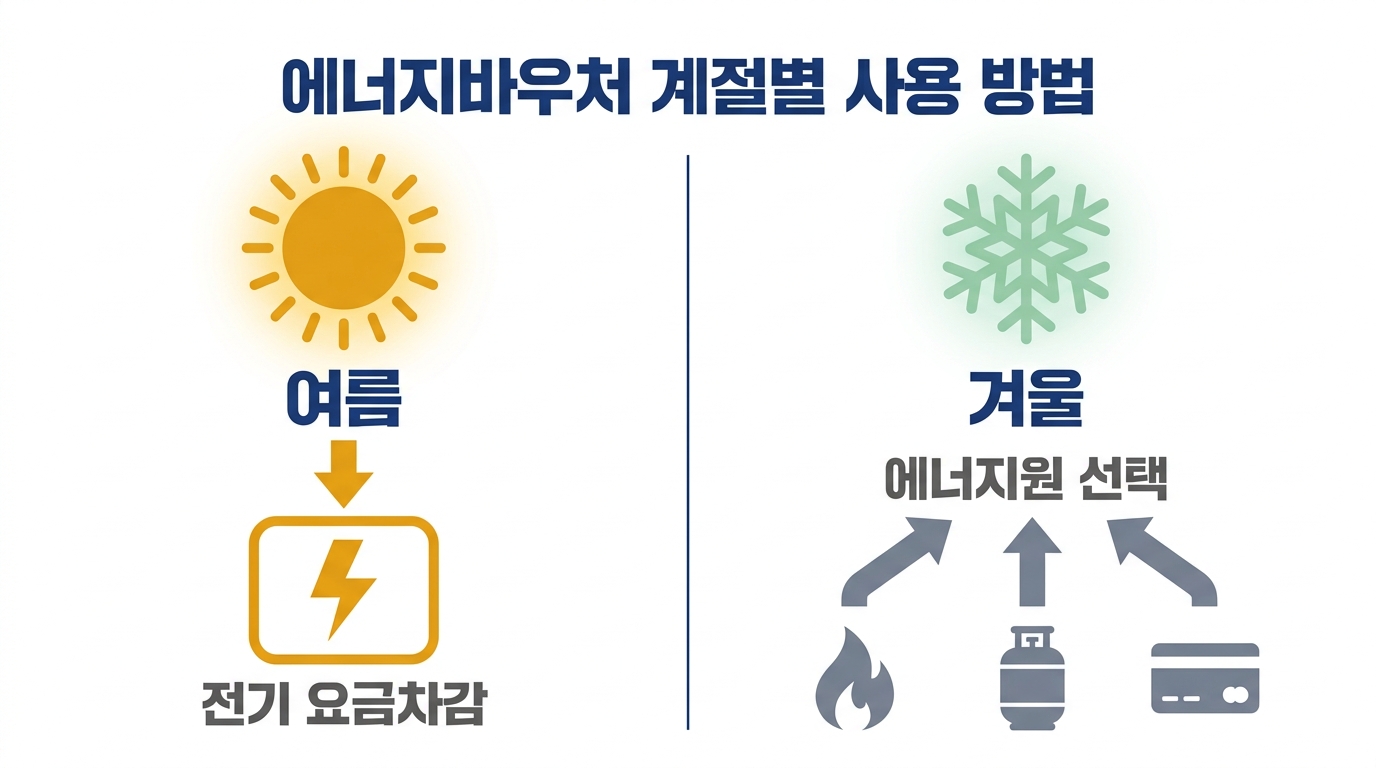 에너지바우처 계절별 사용 방법 — 여름은 전기 요금차감 한 가지, 겨울은 에너지원 선택