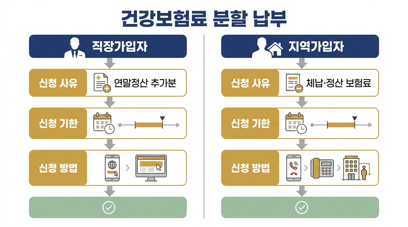 건강보험료 분할 납부 2026 — 직장인·자영업자 신청 흐름