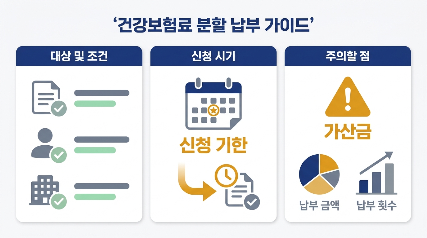 건강보험료 분할 납부 가이드 — 대상 및 조건, 신청 시기, 가산금 주의 점검 포인트