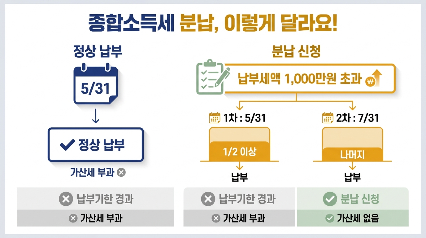 종합소득세 분납 신청 2026 — 6월에 나눠 내는 케이스 총정리