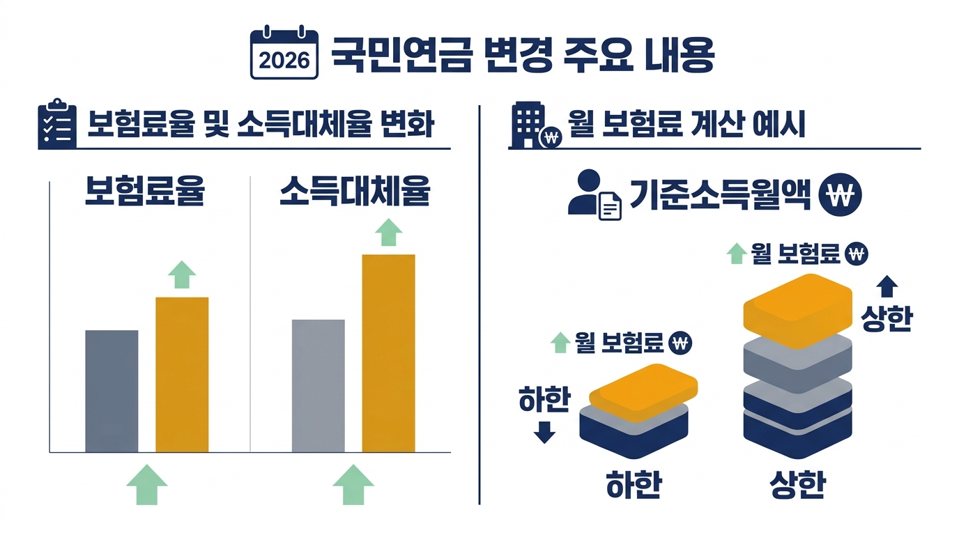국민연금 2026 — 보험료율 9.5%, 수령 개시 연령과 예상연금 조회