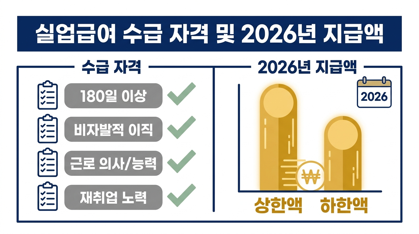 실업급여 2026 — 수급 자격·지급액·신청 절차 한눈에 (1일 상한 68,100원)